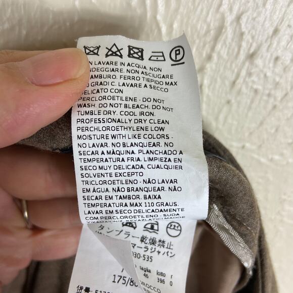 Max Mara Weekend Pleated Pants Sz L 46 Light Brown Stretch Wool Tapered Trousers - Picture 9 of 12